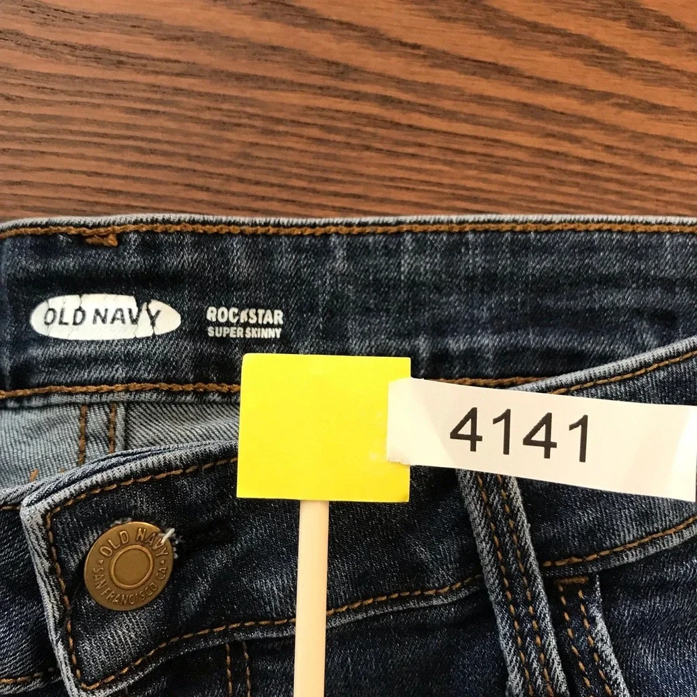 Old Navy Rockstar Super Skinny Jeans Womens 12 Tall Dark Wash Stretch Denim